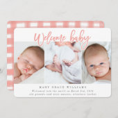 WELKOM BABY-ROZE AANKONDIGING (Voorkant / Achterkant)