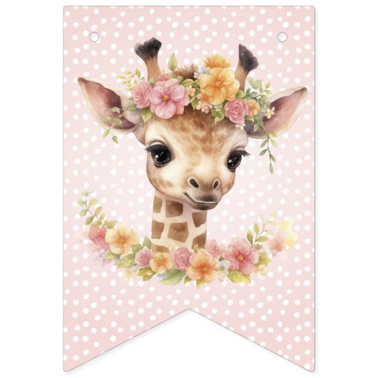 Welkom Baby Roze Giraffe Wild Safari Baby shower Vlaggetjes (Tweede vlag)