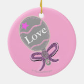 Welkom Baby roze Rattle Birth Stats Keramisch Ornament (Achterkant)