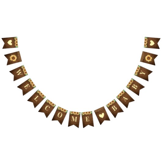 Welkom Baby Rustic Sunflower Herfst Shower Sprinkl Vlaggetjes (Alle)