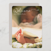Welkom baby schattige aangepaste fotoaankondiging aankondiging (Voorkant / Achterkant)