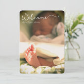 Welkom baby schattige aangepaste fotoaankondiging aankondiging (Staand voorkant)