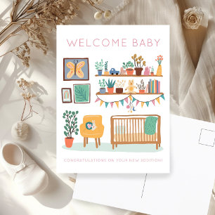 WELKOM BABY Schattige Kinderkamer Geslacht Neutraa Briefkaart