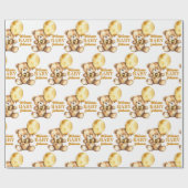 Welkom baby schattige teddybeer gouden ballon cust cadeaupapier (Vlak)