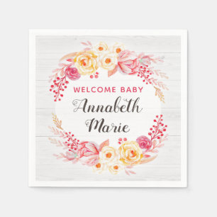 Welkom Baby Shabby Chic Landelijke Bloem Baby Show Servet