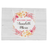 Welkom Baby Shabby Chic Rustiek Bloemen Baby showe Groot Cadeauzakje (Achterkant)