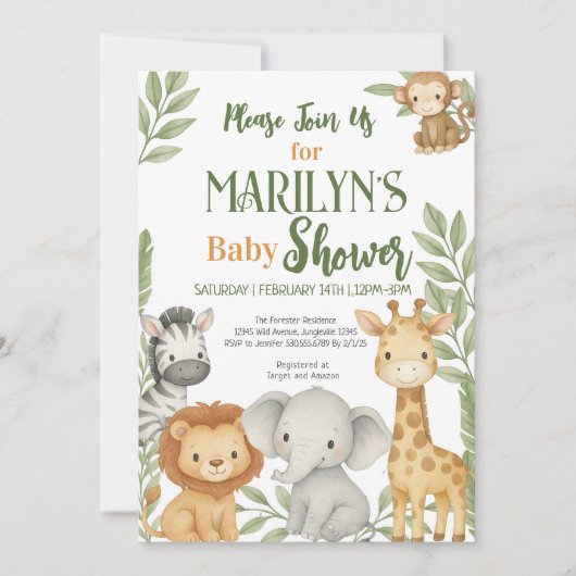 Welkom Baby shower Baby Dieren Kaart (Voorkant)