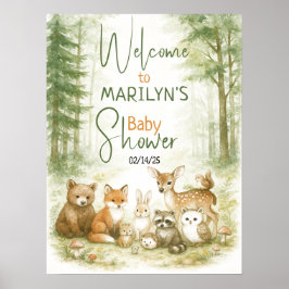 Welkom Baby shower Baby Dieren Poster