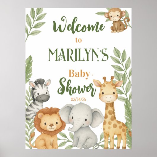Welkom Baby shower Baby Dieren Poster (Voorkant)