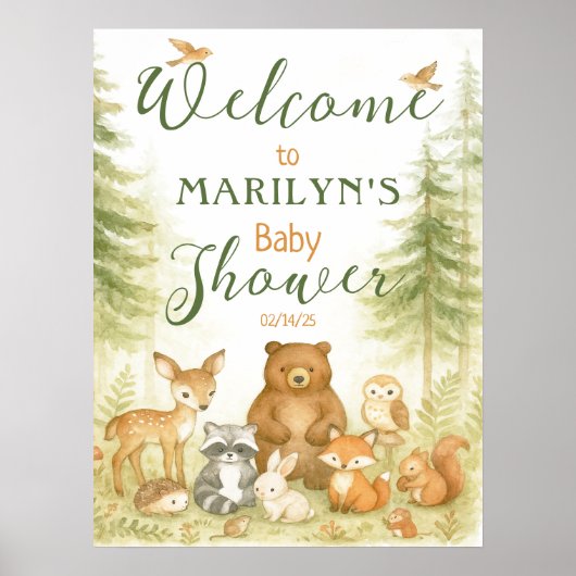 Welkom Baby Shower Baby Dieren Poster (Voorkant)