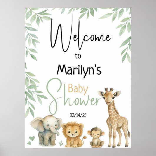 Welkom Baby Shower Baby Dieren Poster (Voorkant)