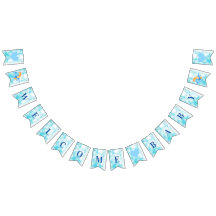 Welkom Baby shower Blauwe Waterverf