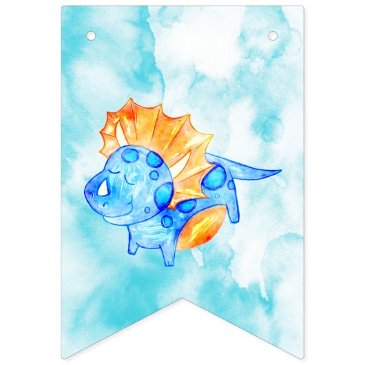 Welkom Baby shower Blauwe Waterverf Vlaggetjes (Tweede vlag)