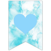 Welkom Baby shower Blauwe Waterverf Vlaggetjes (Eerste vlag)