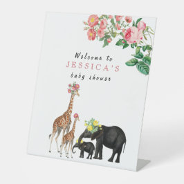 Welkom Baby shower Cute Elephant & Giraffe Sign Reclamebord Met Voetstuk
