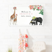 Welkom Baby shower Cute Elephant & Giraffe Sign Spandoek (Insitu)