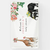 Welkom Baby shower Cute Elephant & Giraffe Sign Spandoek (Verticaal)