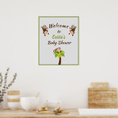 Welkom Baby shower Cute Monkeys Poster (Keuken)