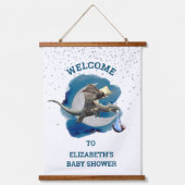 Welkom baby shower Dragon Stork Hangend Wandkleed (Voorkant)