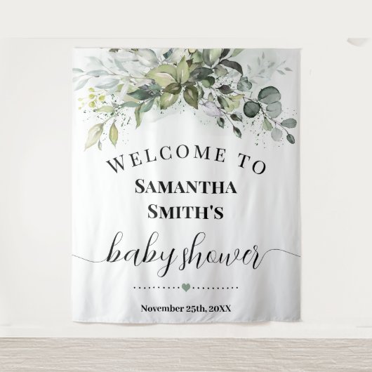 Welkom Baby shower Eucalyptus Greenery Wandkleed (Voorkant)