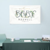 Welkom Baby shower Gouden bladeren Groen Spandoek (Beurs)