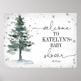 Welkom Baby shower kerstboom Poster