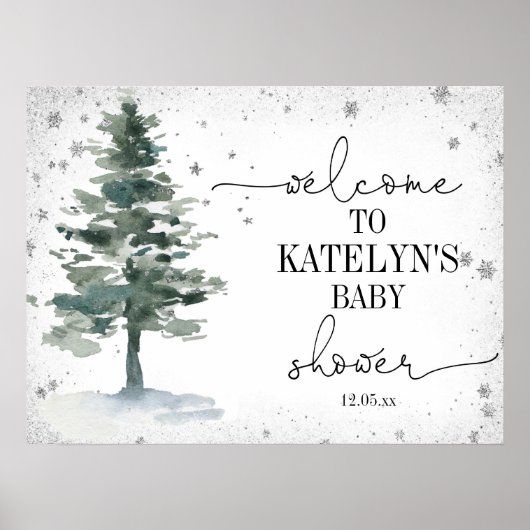 Welkom Baby shower kerstboom Poster (Voorkant)