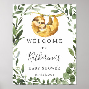 Welkom Baby shower mama Baby Sloth Poster