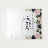 Welkom Baby shower marineroze plein Wandkleed (Voorkant (horizontaal))