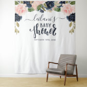 Welkom Baby shower marineroze plein Wandkleed (In situ)