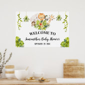Welkom Baby shower Oerwoud Wilde dierentuin Poster (Keuken)