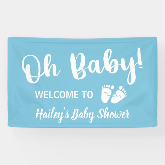 Welkom Baby shower Oh Baby Blue Spandoek (Horizontaal)