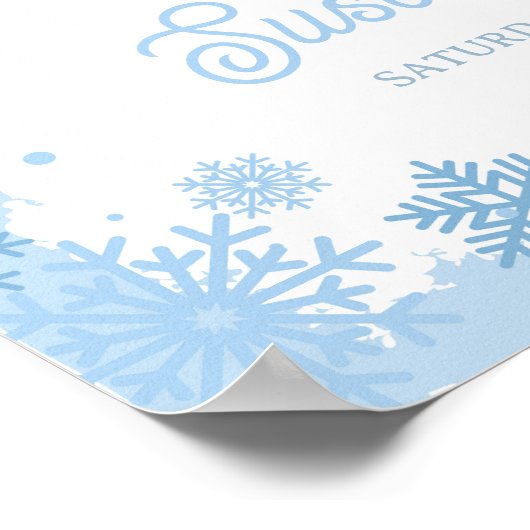 Welkom Baby shower Poster Blue Boys Sneeuwwinter (Hoek)