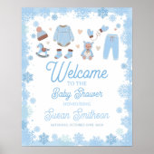 Welkom Baby shower Poster Blue Boys Sneeuwwinter (Voorkant)
