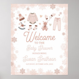 Welkom Baby shower Poster Neutral Snow Winter