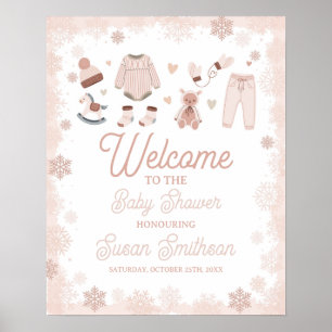 Welkom Baby shower Poster Neutral Snow Winter