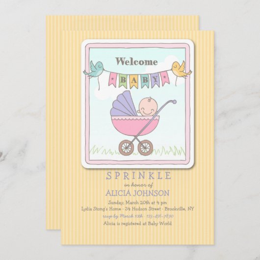 Welkom Baby shower Uitnodiging (Voorkant / Achterkant)