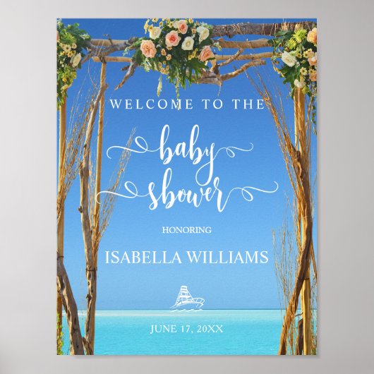 Welkom | Baby shower van de Floral Summer Beach Poster (Voorkant)