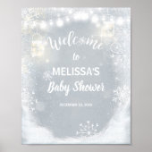 Welkom baby shower Winter Snowflakes Rustic Poster (Voorkant)