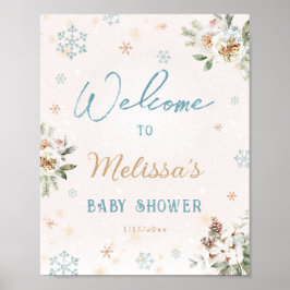 Welkom Baby shower Winter Wonderland Snowflake Poster