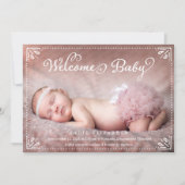 Welkom Baby Sweetly Framed Birth kondiging Aankondiging (Voorkant)