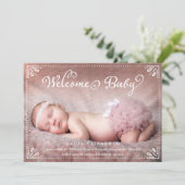 Welkom Baby Sweetly Framed Birth kondiging Aankondiging (Staand voorkant)