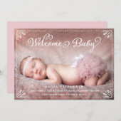 Welkom Baby Sweetly Framed Birth kondiging Aankondiging (Voorkant / Achterkant)