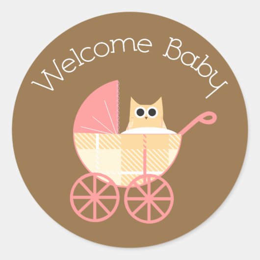 Welkom Baby Uil Sticker (Voorkant)