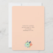 Welkom Baby uitnodiging in grijs, koraal en munt (Achterkant)