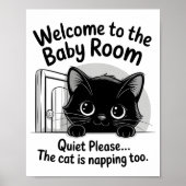 Welkom Babykamer Stille Kat Slaapt Poster (Voorkant)