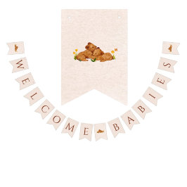 Welkom baby's genderneutrale tweeling bunting bann vlaggetjes