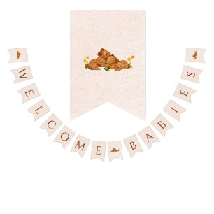 Welkom baby's genderneutrale tweeling bunting bann vlaggetjes