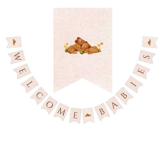 Welkom baby's genderneutrale tweeling bunting bann vlaggetjes