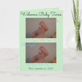 Welkom, baby's, kind Twins Birth Stats Kaart (Voorkant)